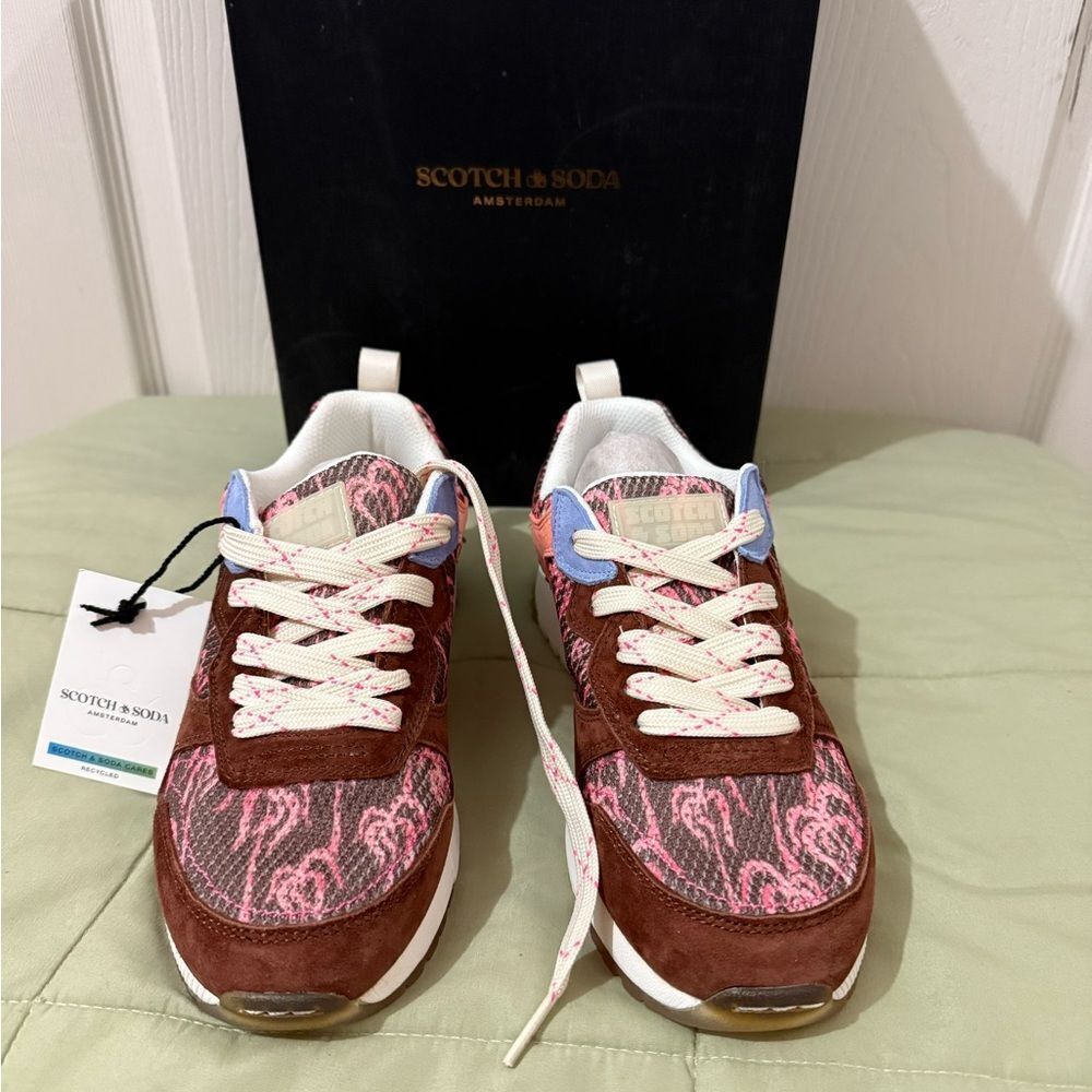 Scotch & Soda Women's Pink and Brown Sneakers US 6 NWT - Picture 2 of 10